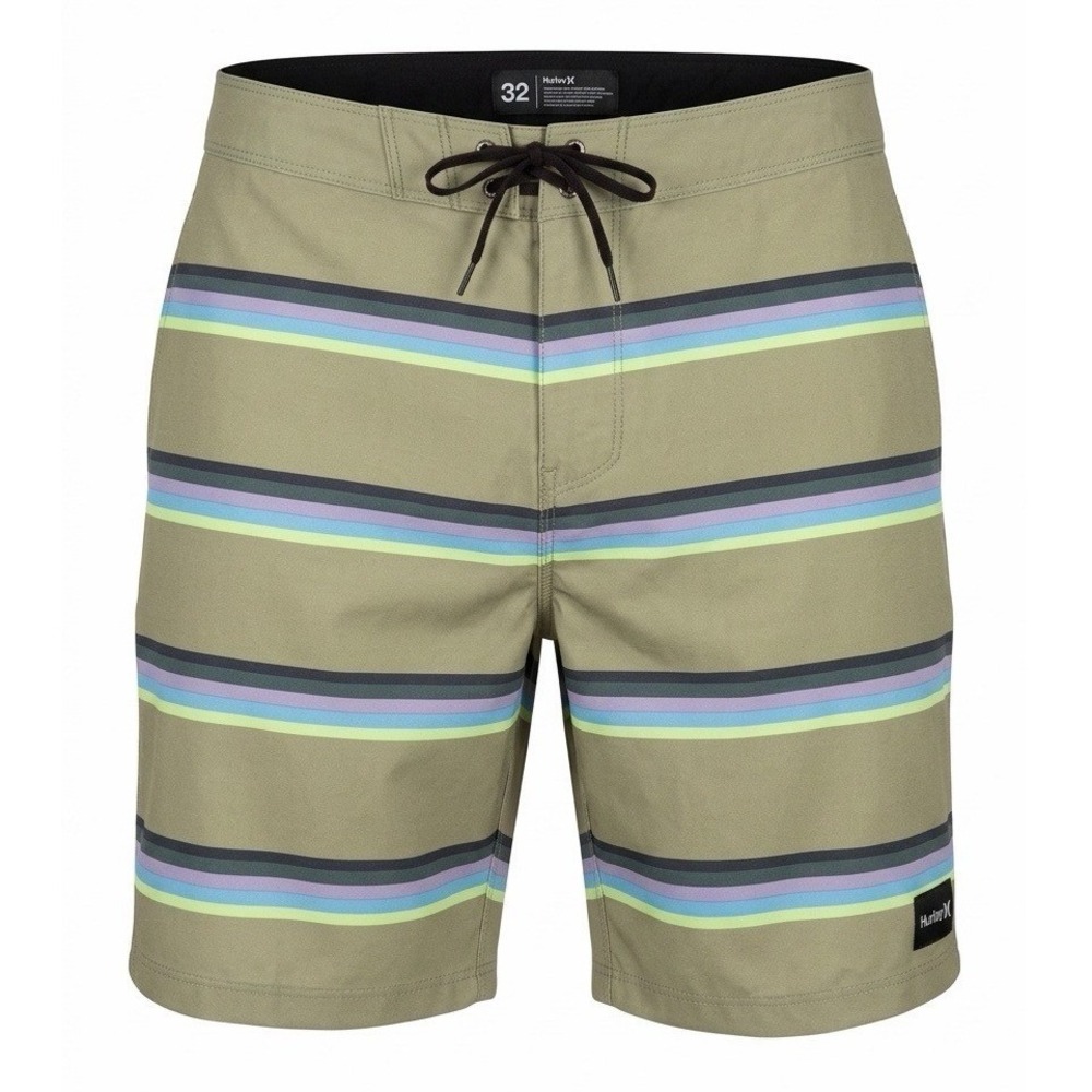 Hurley Phantom Mens Board Shorts Size 28 Olive Green Striped Swim Trunks NWOT
